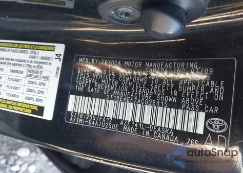 2010 Toyota Corolla Xrs from USA, damaged, VIN 2T1BE4EE7AC035115